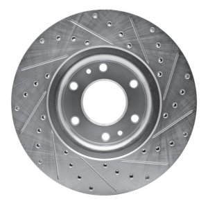 Buick Rainier Brake Rotor (1) - Front Left - R1 Concepts - Drilled & Slotted - Silver - `02-`09